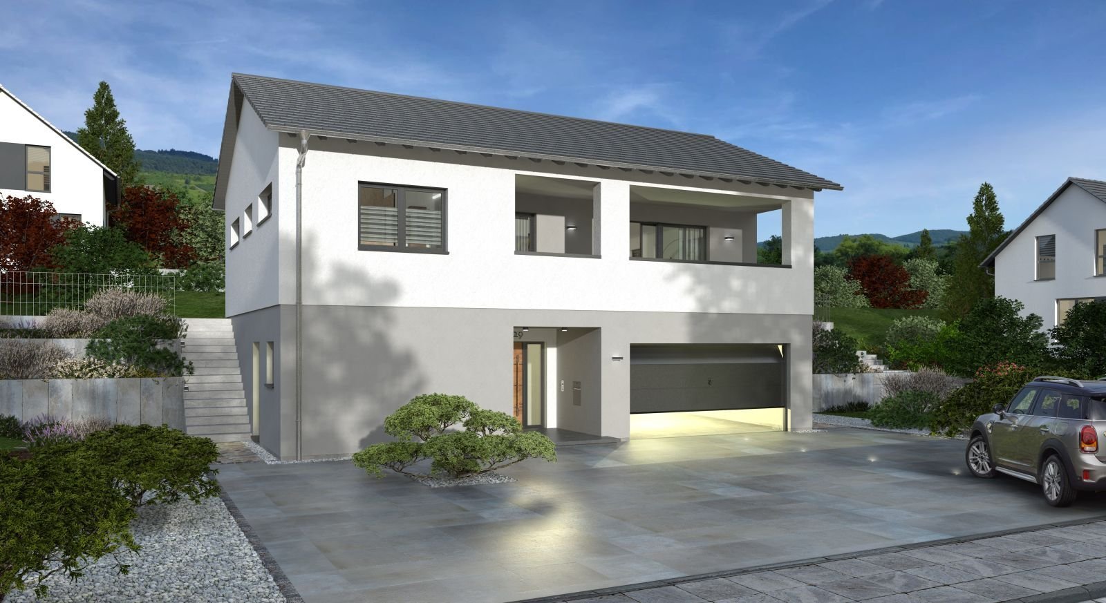 Unser Designhaus im Berg mit integrierter Garage...
