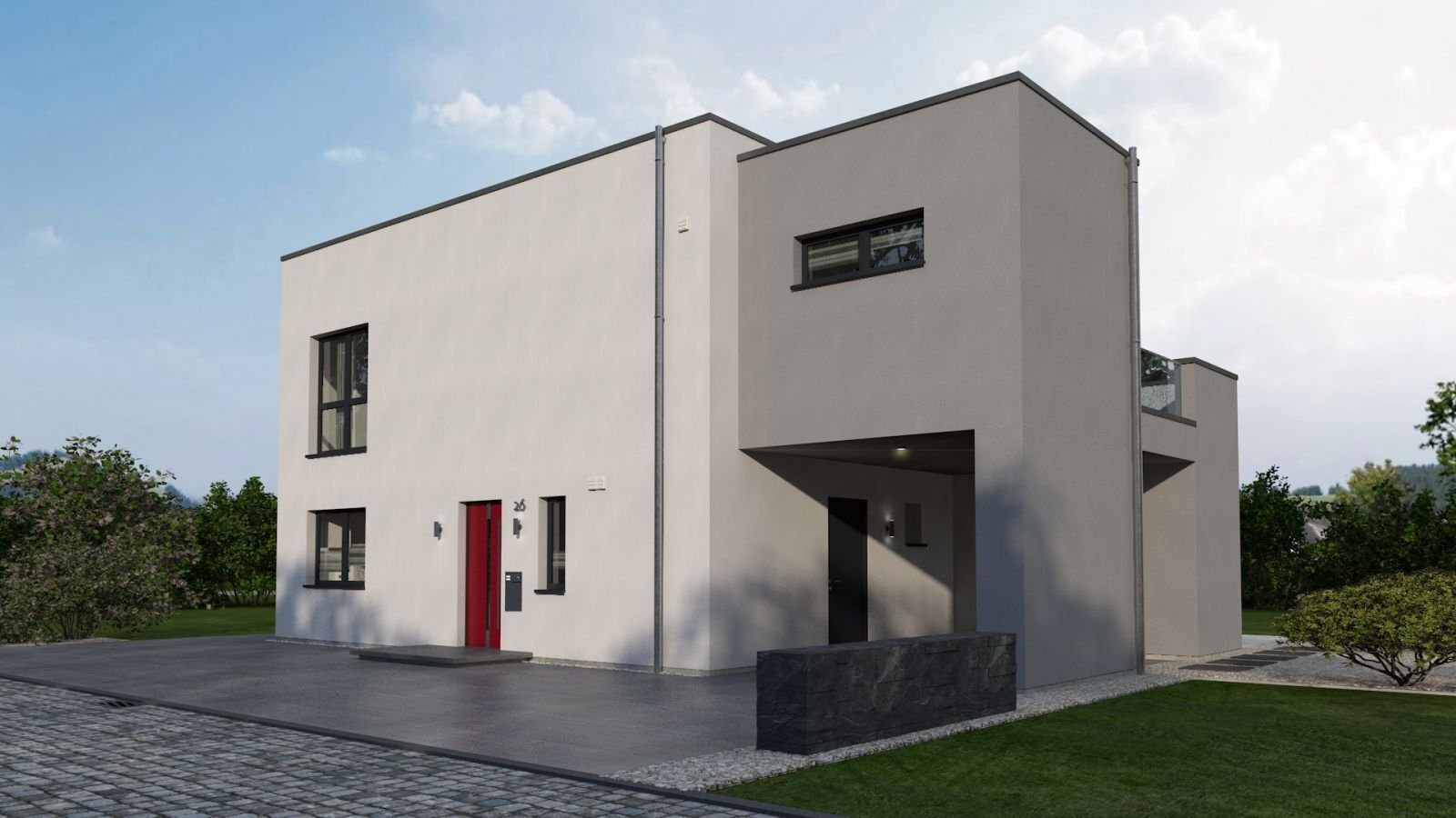 EINFAMILIENHAUS MIT INTEGRIERTEM CARPORT - single family house with integrated carport