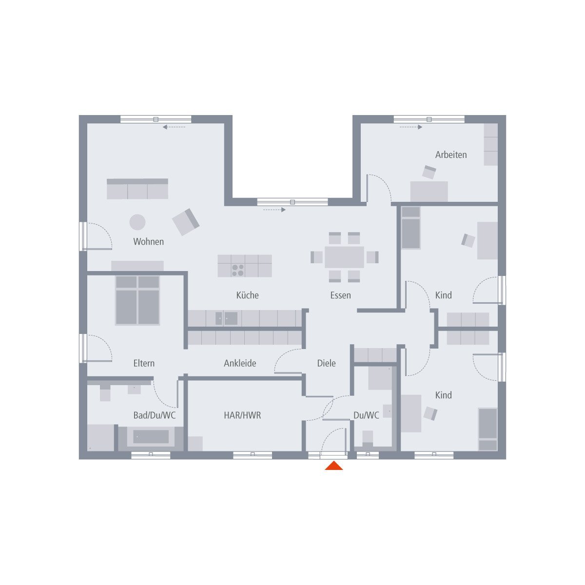 2 Kinderzimmer, Büro, Elterntrakt.