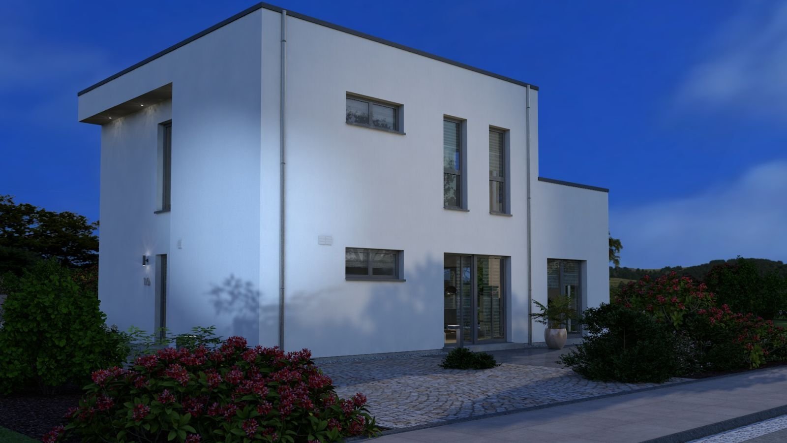 REPRÄSENTATIVE FLACHDACHVILLA IN EXTRAVAGANTEN DESIGN IN LOSTAU