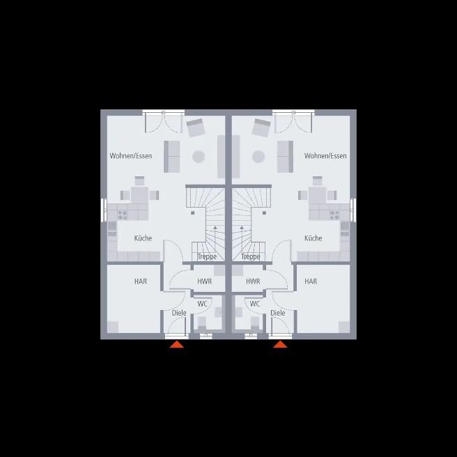 Haus mit 2 Haushälften über 3 Etagen ! Je Familie/Haushälfte 477.000,-€ mit halben Grundstück !