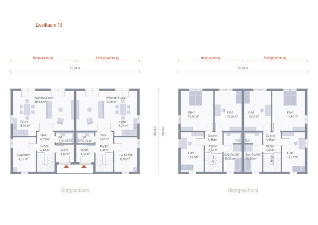 Ein Haus - zwei Haushälften ! Je Haushälfte/Familie/Grundstück nur 379.000,-€ ! 
