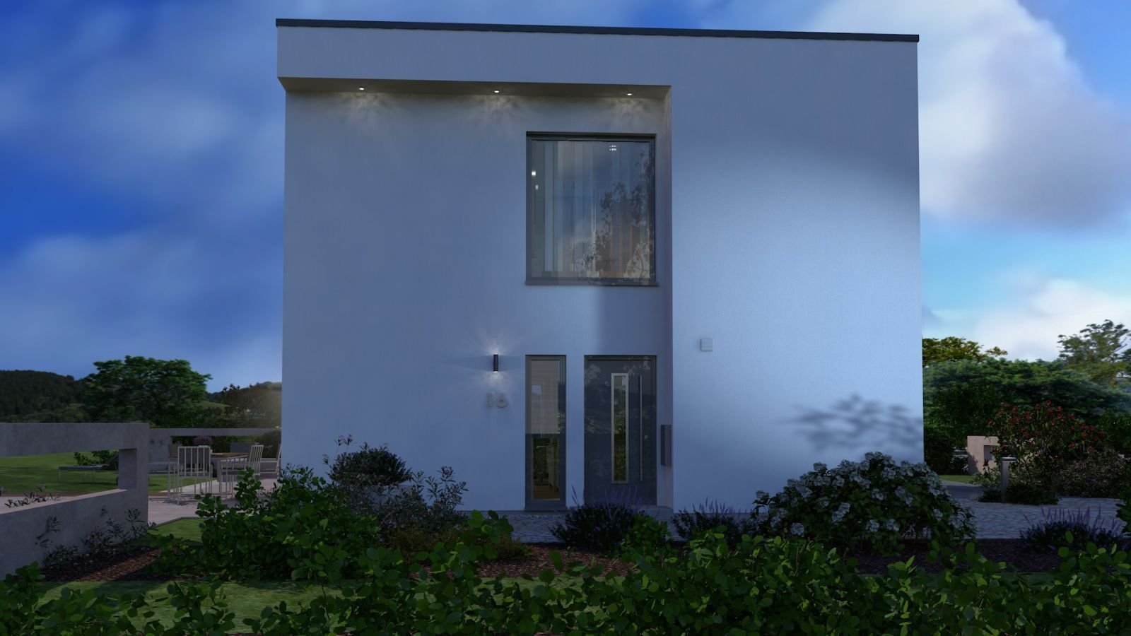 REPRÄSENTATIVE FLACHDACHVILLA IN EXTRAVAGANTEN DESIGN IN LOSTAU