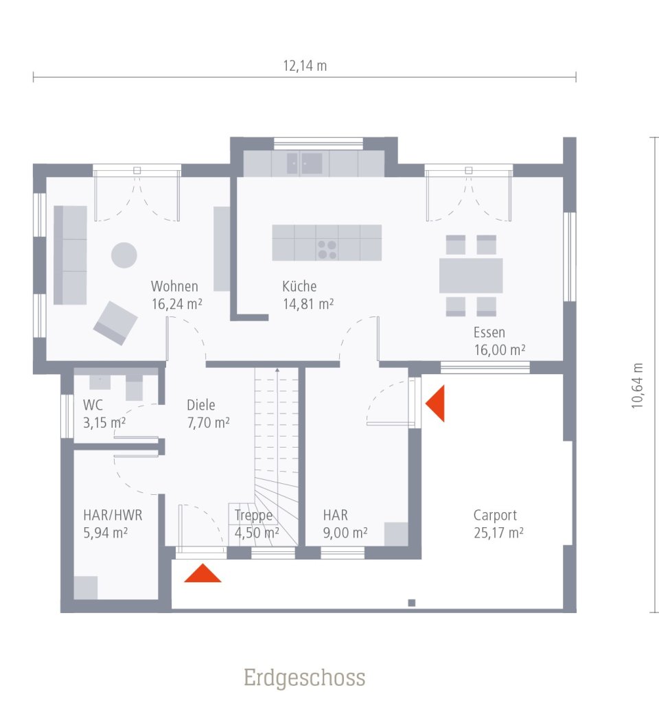 Ihr Haus mit beeindruckender Optik und mit Carport = Geld gespart ! Grundstück im Preis enthalten !