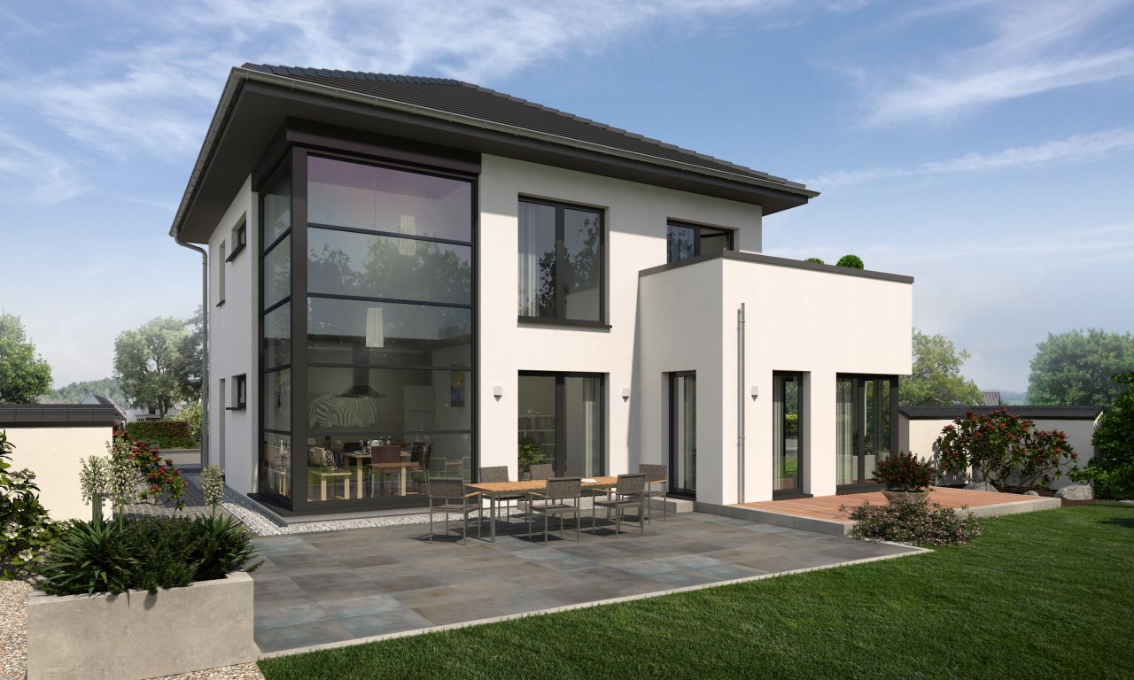 Ein wunderschönes Haus mit großer Glasfassade und optimaler Aufteilung ! Mit Grundstück berechnet !