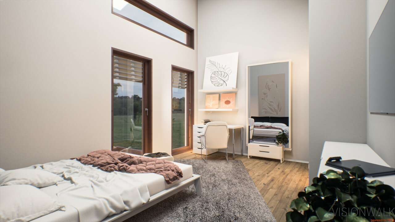 Ein­fa­mi­li­en­haus mit versetztem Pultdach