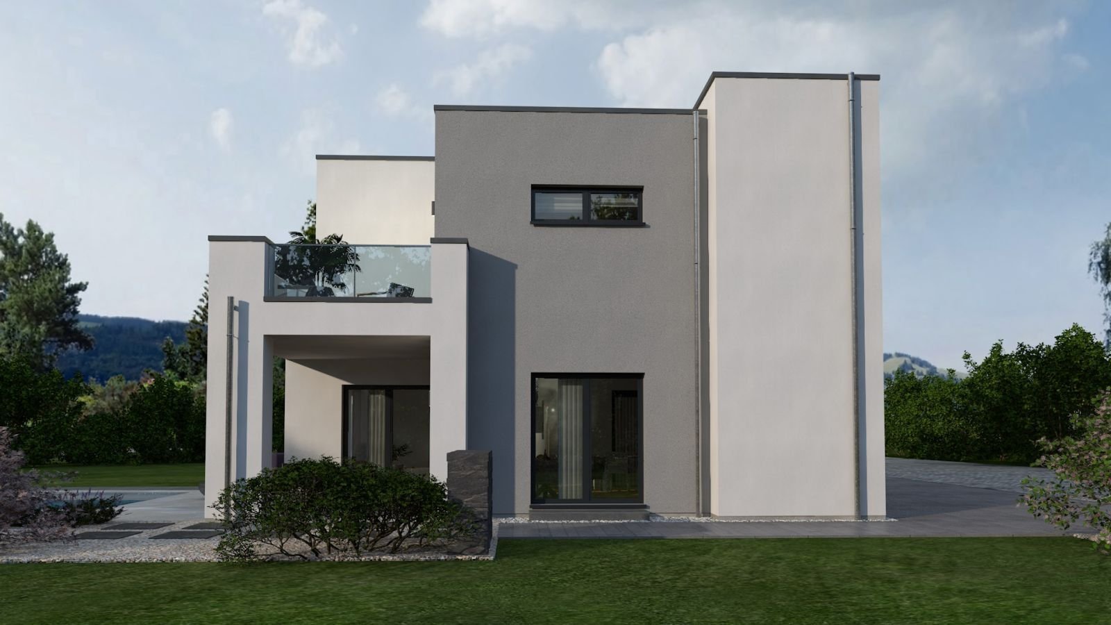 Man erreicht das Haus geschützt über einen überdachten Zugang