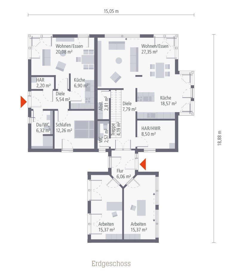 Haus mit 2 Wohnungen = Komplettpreis für beide Wohnungen, inklusive einem tollen Grundstück !