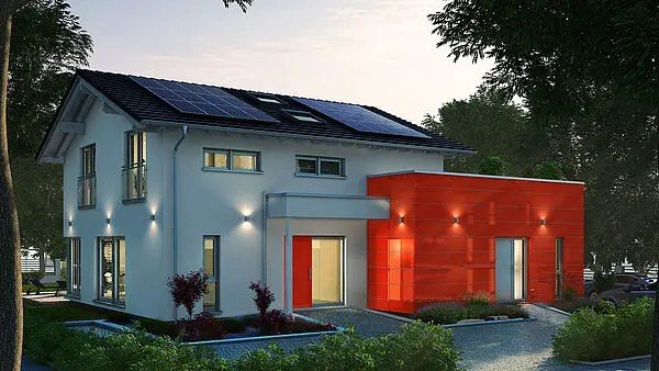 Haus im eleganten Design, mit Anbau und großem Balkon ! Preis mit Grundstück !