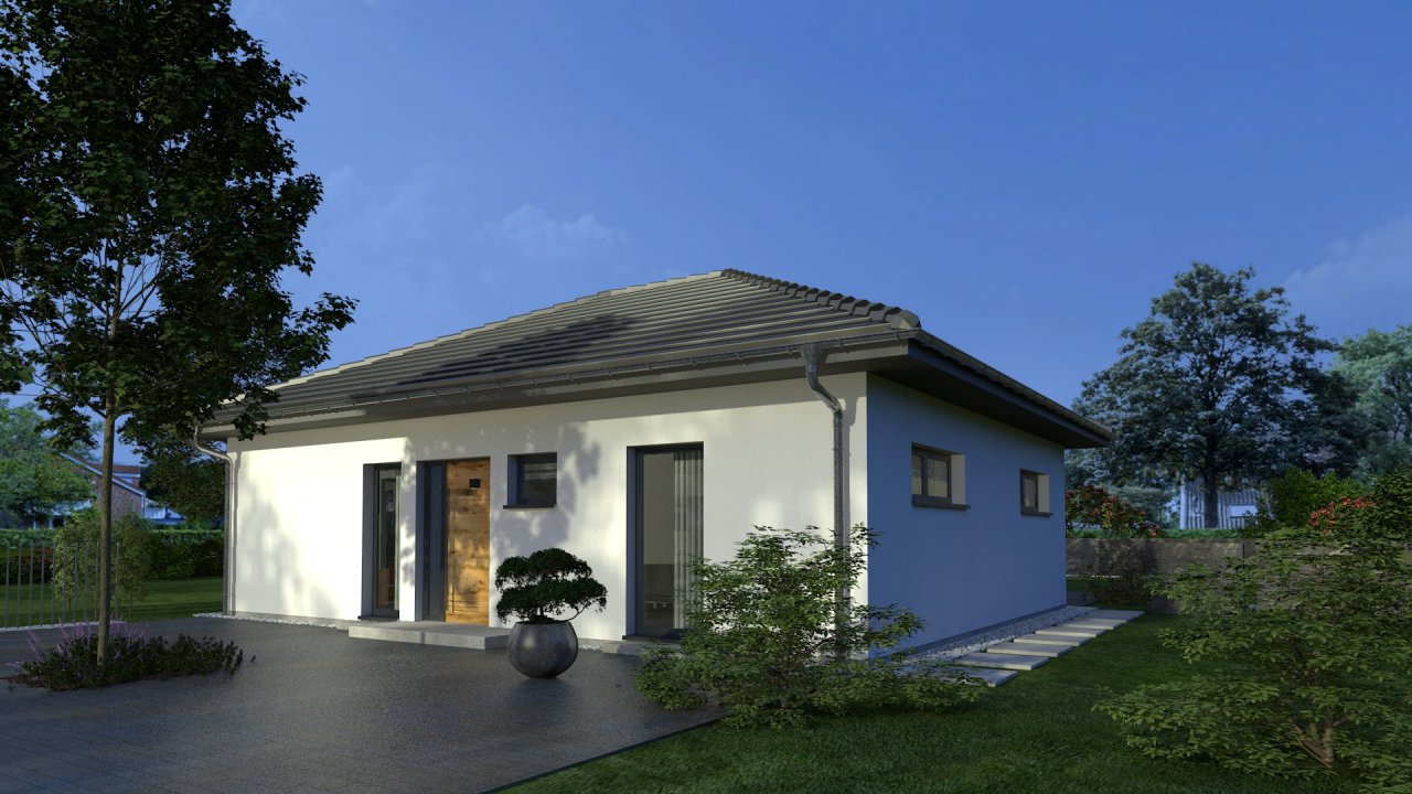 Bungalow mit überdachter Terrasse zum günstigsten Preis mit Grundstück zum sparen !