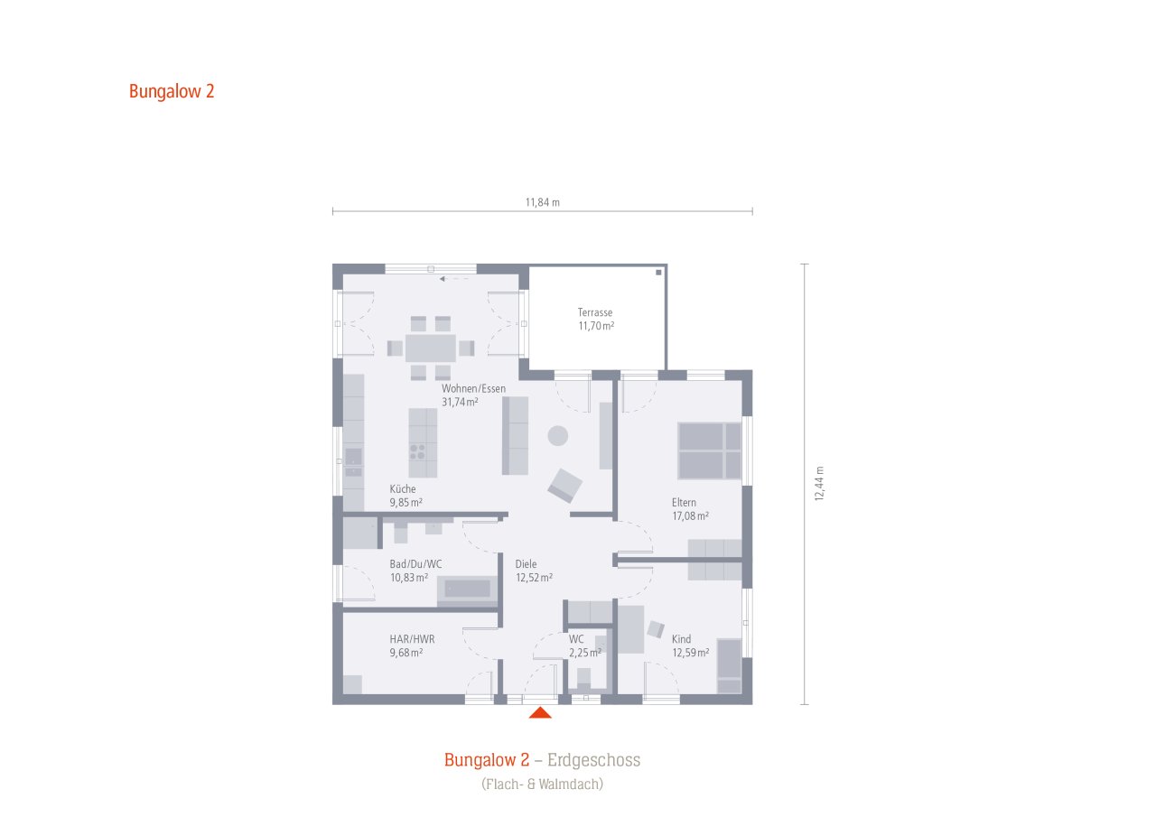 Bungalow mit überdachter Terrasse zum günstigsten Preis mit Grundstück zum sparen !