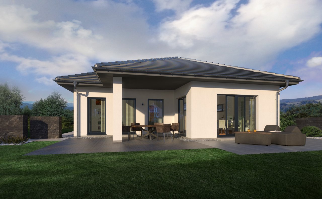 Bungalow mit überdachter Terrasse zum günstigsten Preis mit Grundstück zum sparen !