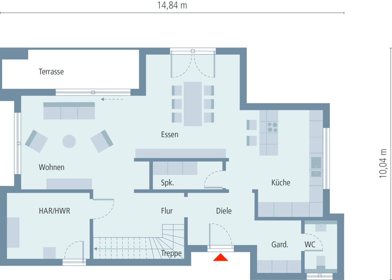 Haus mit Flachdach im Bauhausstil und mit Balkon ! Preis mit einem Grundstück berechnet !