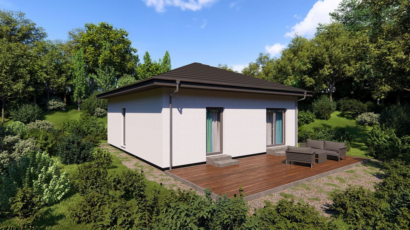 Kleine Bungalows für Singles und kleine Familien. Entfliehen Sie den steigenden Mieten. Bauen Sie mit Okal Ihr eigenes Zuhause.