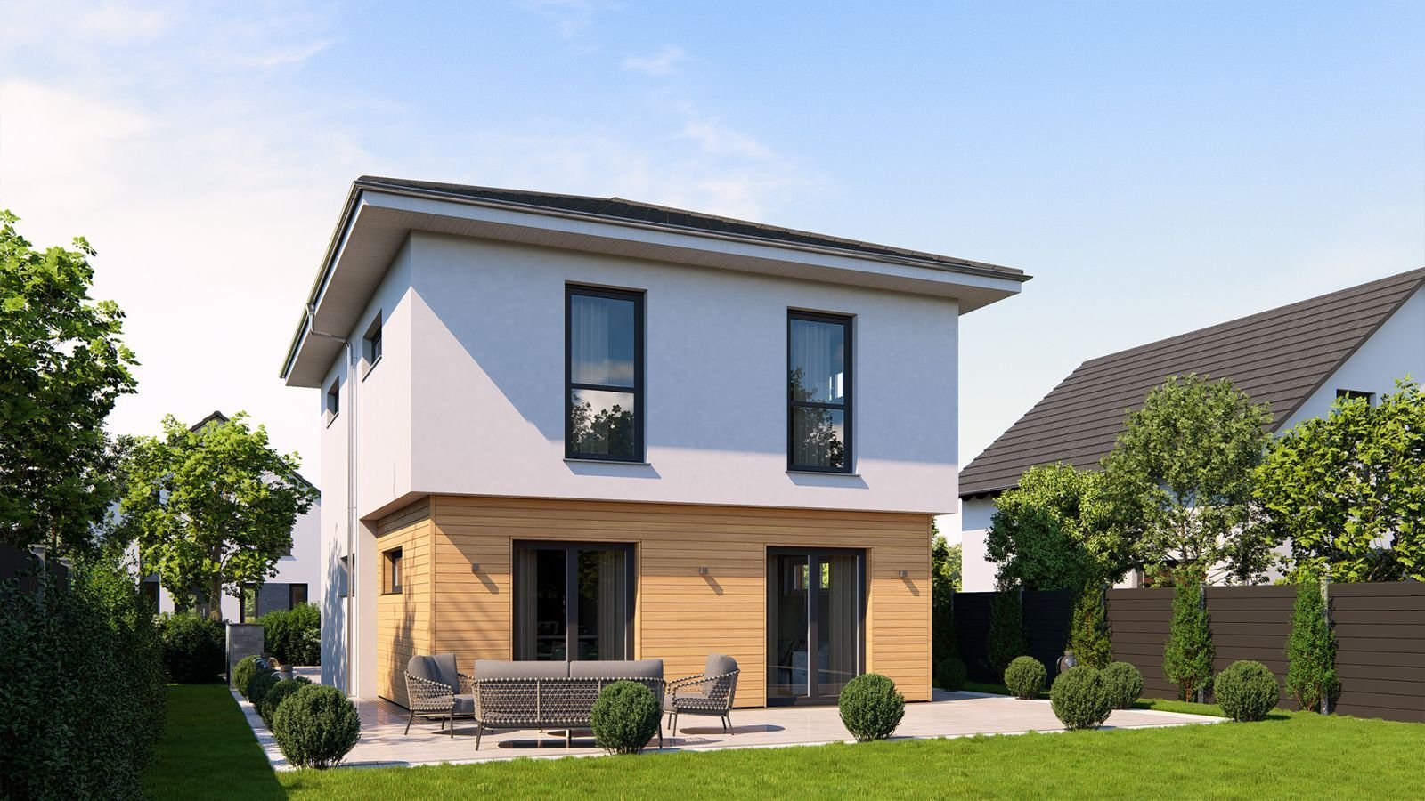 Ansicht Garten Walmdach Ansicht Garten Walmdach