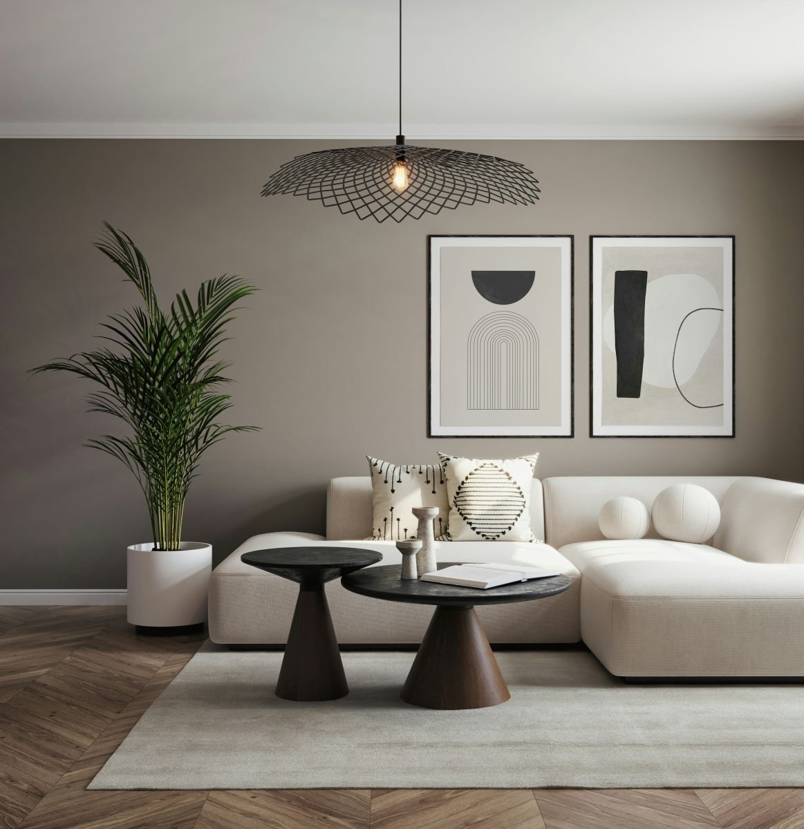 Wohnbereich mit Sofa und Couchtischen Wohnbereich mit Sofa und Couchtischen