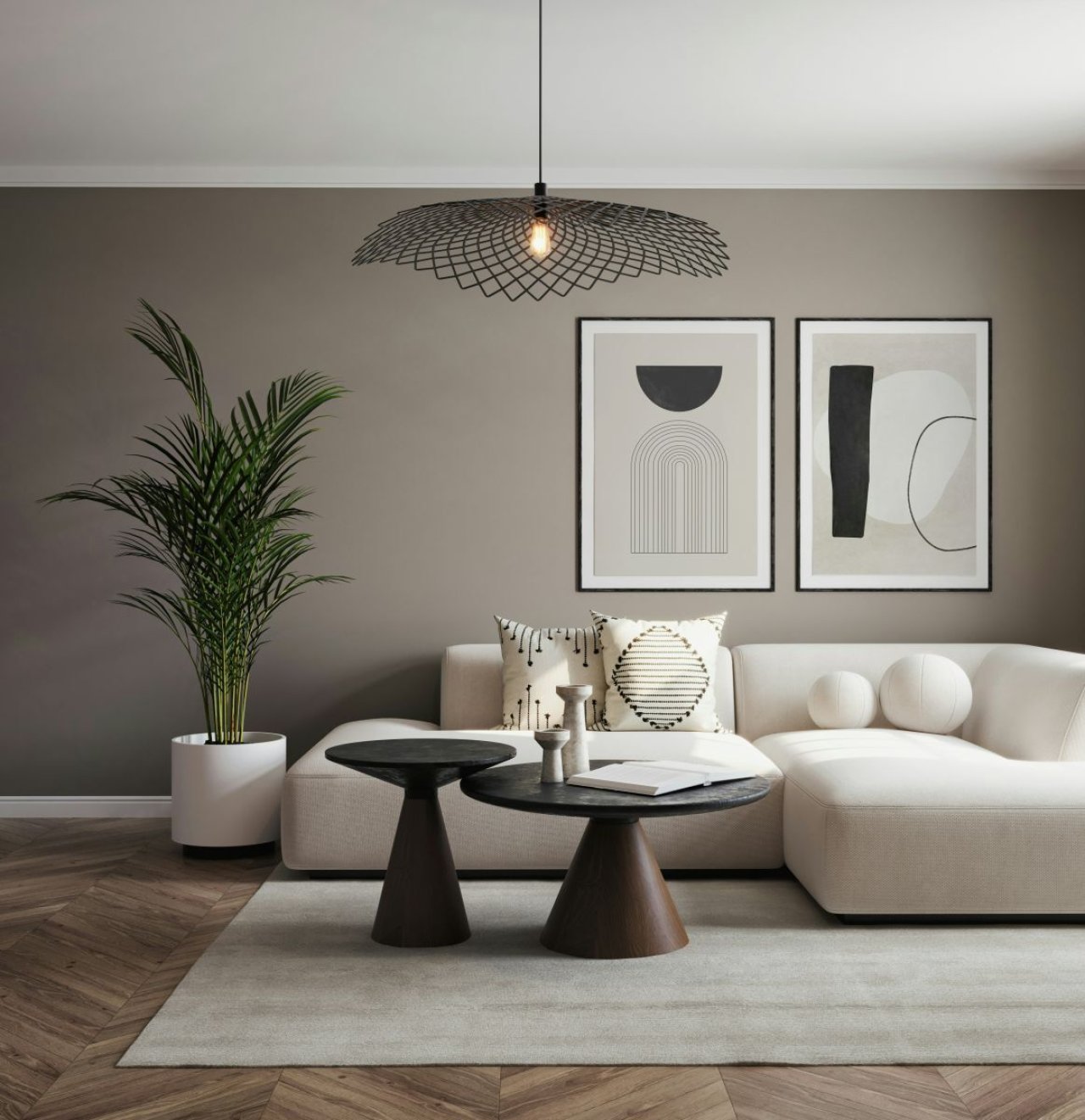 Wohnbereich mit Sofa und Couchtischen Wohnbereich mit Sofa und Couchtischen